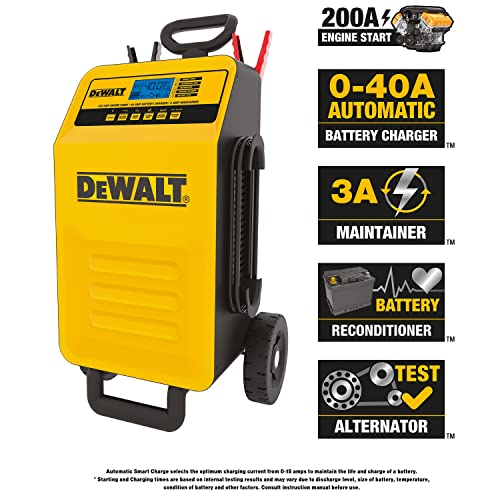 DeWalt DXAEC200 Rolling 40 Amp Battery Charger for Vehicles | 200 Amp Engine Start, 40 Amp Charger, 3 Amp Maintainer - size: 40 Amp