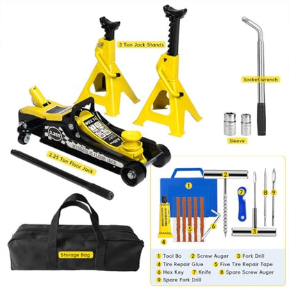Hydraulic Low Profile Trolley Floor Jack, Heavy Duty Hydraulic Car Floor Jack with Quick Lift Pump, Aluminum and Steel Racing Floor Jack for All Terrain Vehicles, 3 Ton Capacity