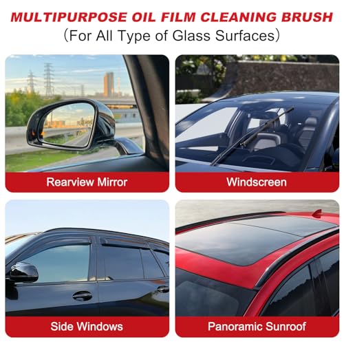Oil-Free Car Glass Brushes, Upgrade 2.0 Clear Vision Glass Cleaner, Oil Film Cleaning Brush for Automotive Windows, Clearvision Cars Windshield Cleaner Tool (1set) (1, Red)