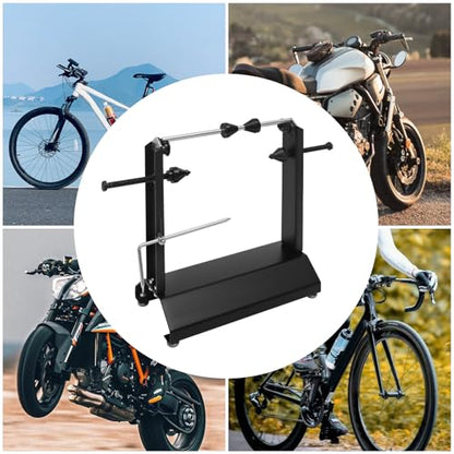 Motorcycle Wheel Balancer & Truing Stand, Portable Tire Balancer Stand with Adjustable Centering Cones, Heavy-Duty Wheel Alignment & Balancing Tools for Most Motorcycles and Sport Dirt Bikes Black