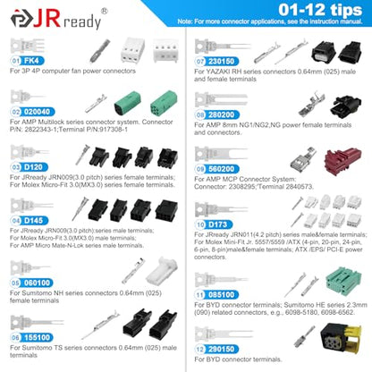 JRready 36PCS Pin Removal Tool 2 Nylon Handles for Electrical Connectors | Pin Extractor for Deutsch AMP Molex Delphi Harting BYD JPT, Handle Storage Function, Tip Protective Cover-JRconDRK11C38-01