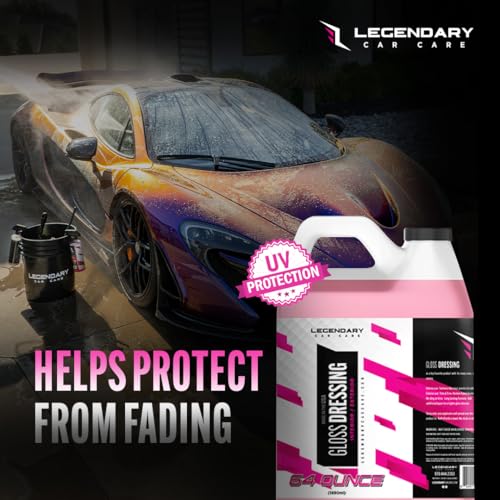 Legendary Gloss Dressing 64oz (Half Gallon) - Tire Shine Spray & Plastic Restorer – Water Based & Non-Greasy Interior/Exterior Detailing Spray - Trim, Rubber, Vinyl & Plastic Restorer for Cars - size: Gloss Dressing 64oz (Half Gallon)