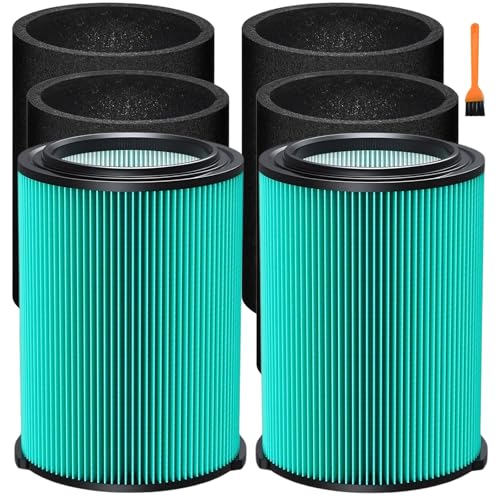 VF6000 Replacement Filter for Ridgid 5-20 Gallon Shop Vac, 2-Pack 5-Layer Universal Wet/Dry Vacuum Filter with Foam Sleeve, Fits Husky 6-9 Gallon & Models WD5500, WD0671, WD6425, WD7000 - color: VF6000 (2+4)