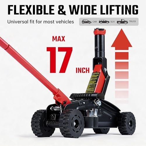 2 Ton (4,400 lbs) Hydraulic Off-Road Floor Jack with Big Wheels, Heavy-Duty Steel Construction, Adjustable Height Saddle for Trucks, SUVs & ATVs