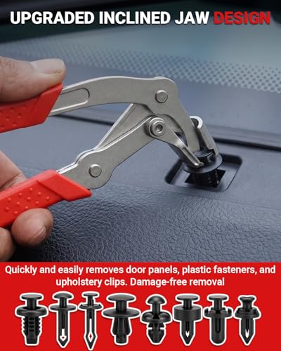 Car Clip Pliers, Professional Trim Panel Removal Tool for Door Clips, Push Pins Plastic Fasteners, Damage-Free Disassembly, Durable Alloy Steel Automotive Repair Tool