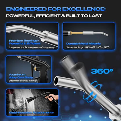 Detailing Car Cleaning Gun Interior Dryer Air Blow Gun, High Pressure Blower Gun, Car Detailing Tools for Quickly Blowing Out Dirt and DustWorking with Air - color: Silver