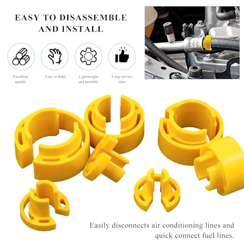 16PCS AC Fuel Line Disconnect Removal Tool Set, 1/4 5/16 3/8 1/2 5/8 3/4 7/8 Inch Car Transmission Oil Cooler Line Quick Disconnect Kit, Fuel Line Master Disconnect Tool with Valve Core Remover