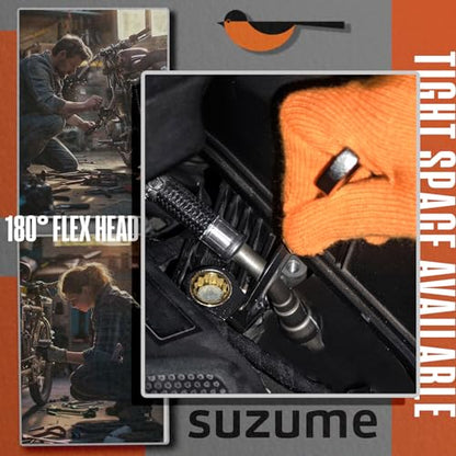 SUZUME 24-piece Flex Head Ratcheting Wrench Set Metric & SAE 180° flexible | 8-19mm & 1/4"-7/8" Cr-V Black Nickel Coating 72-tooth for Car, SUV, Pickup, Moto, Bike,Machine Repair Home DIY with Organizer - size: 24-Piece, style: Metric and SAE