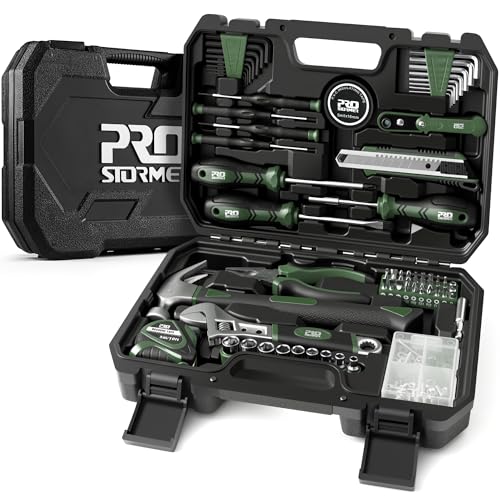 Prostormer 160-Piece Home Repair Tool Set, General Household Hand Tool Kit with Toolbox Storage Case for House, Garage, College Dorm and Office (Green) - color: Green