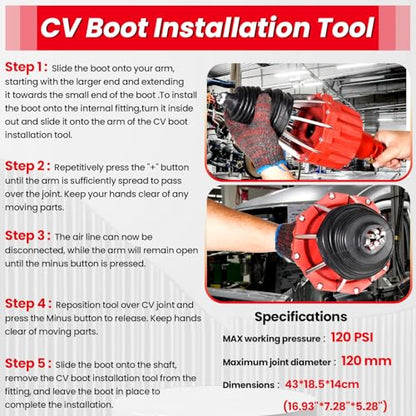 Pneumatic CV Joint Boot Installation Tool Kit Universal Pneumatic CV Boot Expander Tool CV Axle Boot Spreader Removal with Clamp and CV Boot Compatible with BMW UTA ATV
