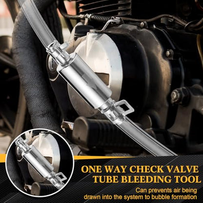 Brake Bleed Kit Hydraulic Disc Clutches Bleeding Kit Includes 100ml Syringe 50cm Hose and One Way Check Valve Tube Bleeding Tool for Motorcycle Cars Brake System Repair Maintenance