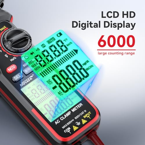 NOYAFA NF-629 Digital Clamp Meter Multimeter 6000 Counts TRMS | Capacitance Multimeter for 600V AC/DC Voltage, High AC Current, Capacitance, Diode Test, Continuity Test, Temperature