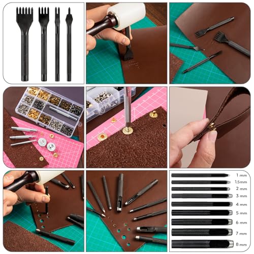 Nicpro 160PCS Upgrade Leather Tooling Kit Leather Working Tools Kit with Storage Handbag, Professional Leather Making Craft Tools Kit for Stamping Sewing Carving Cutting Punching Leather Working - size: 160PCS