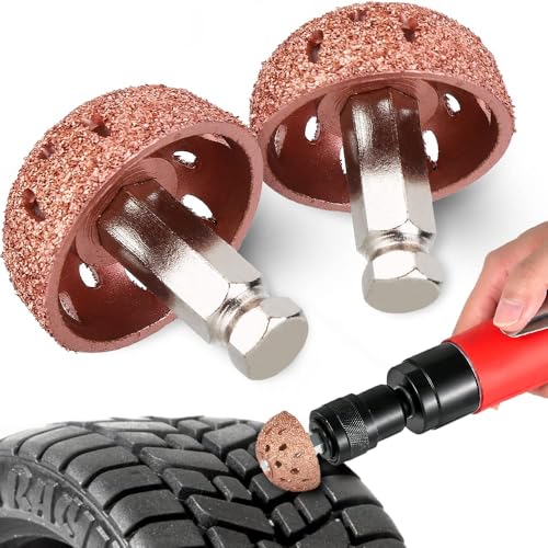 2PCS Low Speed Tire Buffer Wheel, 1.5" /38mm Grinding Wheel Head Tire Patch Roller 3/8"-24 Thread for Drill,70 Coarse Grit Buffing Wheel with Linking Rod Car Glue Tread Sidewall Tire Repair Kit