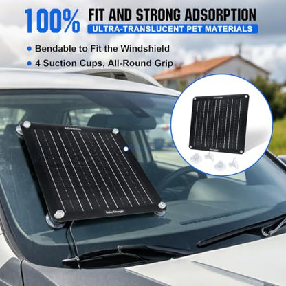 ECO-WORTHY 10W Solar Car Battery Charger Maintainer 12V Waterproof Portable Solar Trickle Charger for Car Truck Boat Lawn Mower RV Trailer Tractor ATV Utility Vehicle Battery