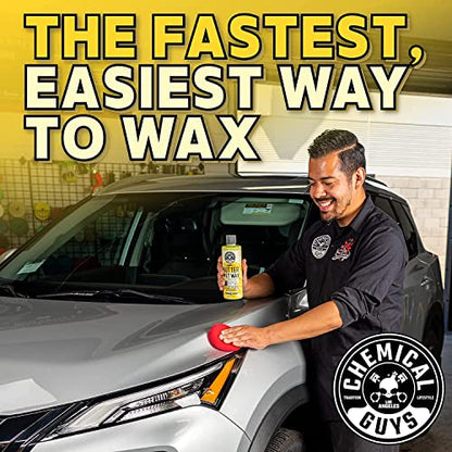Chemical Guys WAC_201_16 Butter Wet Wax, Deep Wet Shine, for Cars, Trucks, SUVs, RVs & More, Banana Scent with MIC_506_03 Professional Grade Premium Microfiber Towels, Gold 16" x 16", Pack of 3