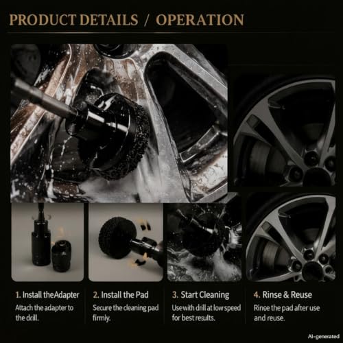 Wheel Hub Cleaning Tool Kit – 10 Pads Wheel Stud and Hub Cleaner – Fits Power Drill or 1/2" Impact Wrench – Wheel Hub Resurfacing Kit for Quick Rust Removal on Studs, Hubs, Rotors
