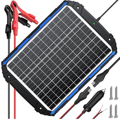 SUNER POWER 25W 12V Solar Battery Charger & Maintainer PRO, Built-in Smart MPPT Controller, Waterproof 12 Volt 25 Watt Solar Panel Trickle Charger for Car Marine RV Trailer Boat Automotive