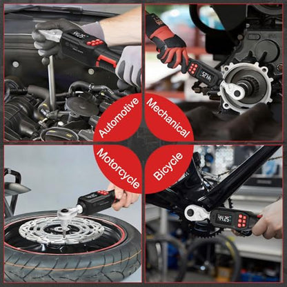 VANPO Spark Plug Socket Set with Digital Torque Wrench 3/8, 2.2-44.2 ft.lb | 3-60 N.m, ±2% Accuracy, Spark Plug Wrench with LED Buzzer Alert, Ideal for Motorcycle & Engine Repair - size: 3/8-Inch (2.21-44.25 ft.lb/3-60 N.m)