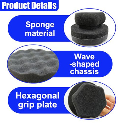 Tire Shine Applicator Pad, Reusable Hex Grip Tire Dressing Applicator, Wave Contoured Tire Polishing Sponge Pads, Car Detailing Cleaning Accessories for Most Vehicles (2PCS) - size: 2PCS