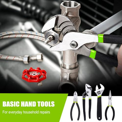 FASTPRO 236-Piece Home Repairing Tool Set, Mechanics Hand Tool Kit with 12-Inch Wide Mouth Open Storage Bag, Household Tool Set for DIY, Home Maintenance, Green - color: Green