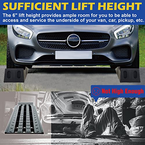 MaxxHaul 50515 6.25" Lift Car Ramps, 2-Pack – 6, 500lb GVW, Deep Grooved Surface for Stable Tire Placement, Heavy-Duty, Black