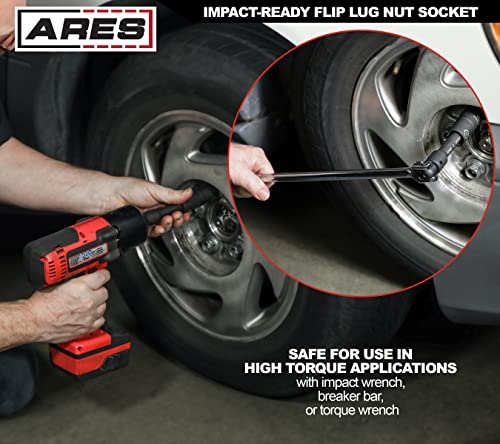 ARES 59023 21x21.5mm Half Size Lug Nut Flip Socket - 1/2-In Drive | Removes Warped, Damaged & Bloated Chrome Capped Lug Nuts - size: 21 x 21.5mm