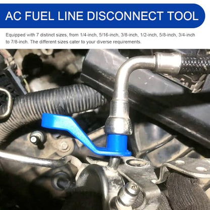 7PCS AC Fuel Line Disconnect Tool Set, Transmission Line Tool, Fuel Removal Tools Kit Includes 1/4 5/16 3/8 1/2 5/8 3/4 7/8 Inch, Quick Disconnect Remover Compatible with Ford Chevy Mazda