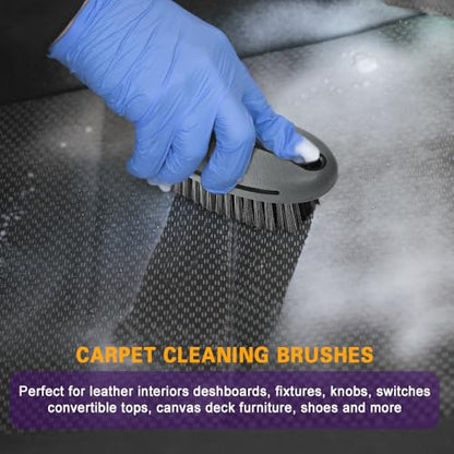 Carpet and Upholstery Cleaning Brush, Household Hard Bristle Brush, Car Plastic Gap Cleaning Brush, Universal Auto Detailing Brush for Car Interior Seat, Clothes and Sofa Cleaning - color: Gray