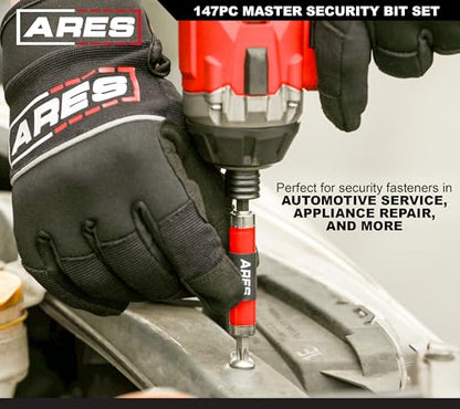 ARES 31018-147-Piece Master Security Bit Set – Phillips, Robertson, Tamper Hex and Torx Bits, Specialty Bits, and More – Bit Set Includes Bit Holder and Coupler for Maximum Versatility - size: 147-Piece Master Security Bit Set
