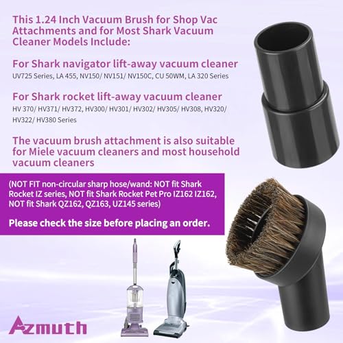 Vacuum Attachments & Brushes, Horsehair Round Brush with 1-1/4 to 1-3/8 Inch Vacuum Hose Adapter, Vacuum Brush Attachment for Shark and Shop Vac Attachments and Most Household Vacuum Cleaners - style: 2-Pcs