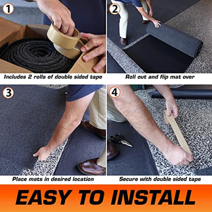 Armor All Premium Garage Floor Mat, Increased Thickness & Cushion, (Combined Size: 19’ x 7’6”), (Includes Double Sided Tape), Protects Surfaces - Absorbent/Waterproof/Durable (USA Made)