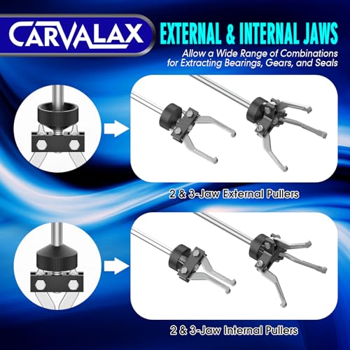 CARVALAX 9-Way Slide Hammer Puller Set | Auto Repair Kit for Hub, Bearing, Gear & Axle Extractor, Dent Removal, Heavy Duty 20-Piece w/Case - size: 9-Way