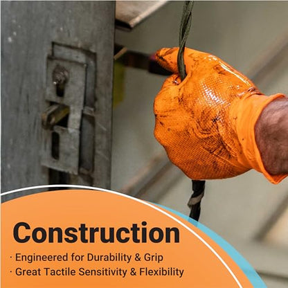 ASAP T-grip Orange Nitrile Gloves Disposable Latex Free 8 Mil, Raised Textured Grip Powder Free, Mechanic & Safety - size: Medium (Pack of 50), style: Box of 50