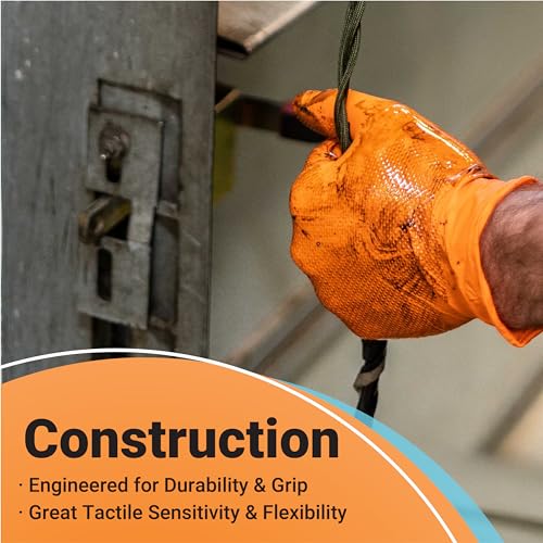 ASAP T-grip Orange Nitrile Gloves Disposable Latex Free 8 Mil, Raised Textured Grip Powder Free, Mechanic & Safety - size: XX-Large, style: Box of 50