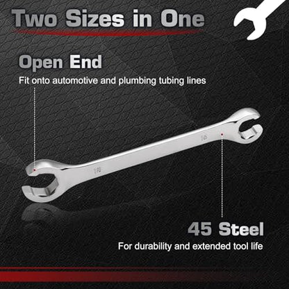Flare Nut Wrench 16mm x 18mm Double Open End 45 Steel Metric Brake Line Wrenches 15-Degree Offset Design for Removing and Onstalling Nuts in Automotive, Plumbing, and Industrial Applications - size: 16*18mm