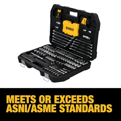 DEWALT 142 Piece Mechanics Tool Set, 1/4 Inch and 3/8 Inch Drive, SAE and Metric (DWMT45425) - style: NEW 142 Piece Set
