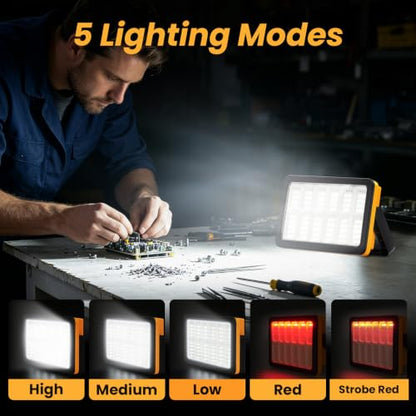 AFTIXM 2Pack 120W Solar Rechargeable Work Light with Magnetic Stand | 10000LM, 180 LED, Digital Display, IP66 Waterproof, 5 Modes, USB Output, Portable, for Mechanic/Car Repair/Camping/Fishing