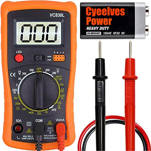 Digital Multimeter, Multimeter with AC DC Voltmeter & Ohm Volt Amp Tester, Multifunction Battery Tester, Pocket Meter with Backlight Tests Wire, Voltage Tester Measure Voltage Current Resistance Diode - color: Orange
