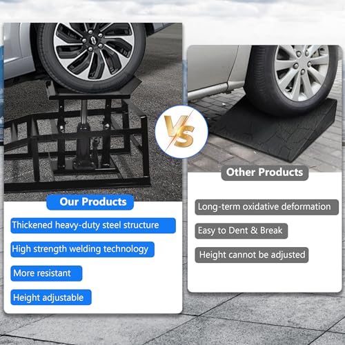 2PCS 5T 11000lbs Hydraulic Car Ramps, Heavy Duty Hydraulic Vehicle Ramps Lift Ramp, Portable Car Ramps for Oil Changes, Car Lifts for Home Garage, Vehicle Auto Garage Repair - color: Black