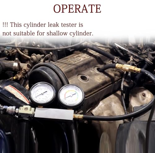 Cylinder Leak Down Tester Kit, Tu-21 Dual Gauge Cylinder Leakage Checker Automotive Compression Test Kit for Trucks Motorcycles
