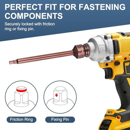 HARFINGTON 2pcs Impact Hex Bit Socket 1/2" Drive 6H (6mm) Hex Bits 6" Length S2 Steel Metric Impact Wrench Socket Adapter Tool for Automotive Repair Industrial Construction and Home DIY - size: H6 x 1/2" x 6"