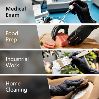 PROMEDIX P Black Disposable Nitrile Gloves, 6Mil 100 Pcs Food Safe Cooking Gloves Latex Free Rubber Gloves for Cleaning Exam - color: Black, size: Large