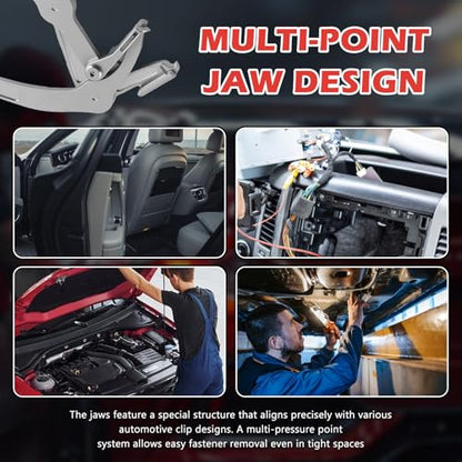Car Clip Pliers,2026 New Spring-Loaded Auto Fastener Clip Removal Pliers with Precision Jaws for Door Panel/Dashboard,Stainless Steel Clips Removal Plier with Anti-Slip Grip