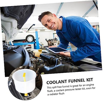 15-Piece Spill Proof Coolant Filling Funnel Kit for Radiator Automotive Repair Tool for Effortless Fluid Transfer and Leak Prevention