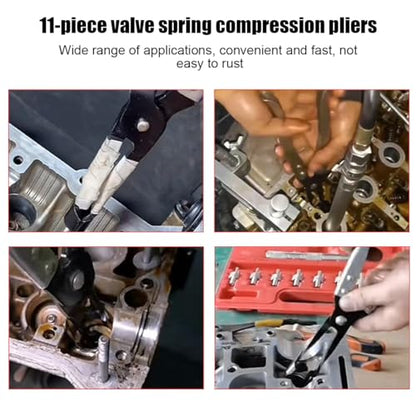 11PCS Car Valve Stem Seal Remover and Installer Tool Kit, Vehicle Valve Stem Seal Disassembly Plier with Drive Handle Socket Adapter, Auto Repair Maintenance Tool, Fit Most Engines