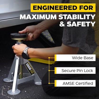 ESCO 3 Ton Performance Shorty Low Profile Jack Stands, 1 Pair - style: Low Profile