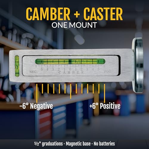 AutoSolo Camber Caster Gauge, +6 to -6 Degree Range, Magnetic Wheel Alignment Tool, Home Garage Alignment