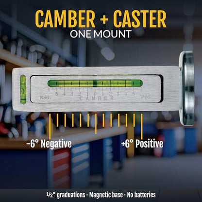 AutoSolo Camber Caster Gauge, +6 to -6 Degree Range, Magnetic Wheel Alignment Tool, Home Garage Alignment