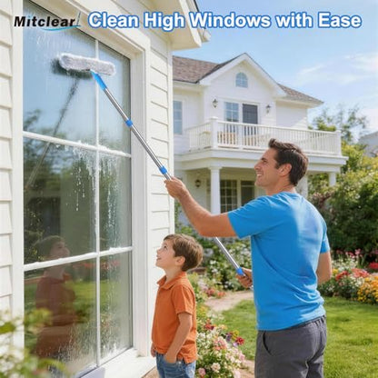 77'' Long Squeegee Window Cleaner Tool for Indoor Outdoor Windows | Professional Window Cleaning Kit with Extension Poles for High Windows Car Windshield Shower Glass Door Solar Panel - size: 6.5 Feet